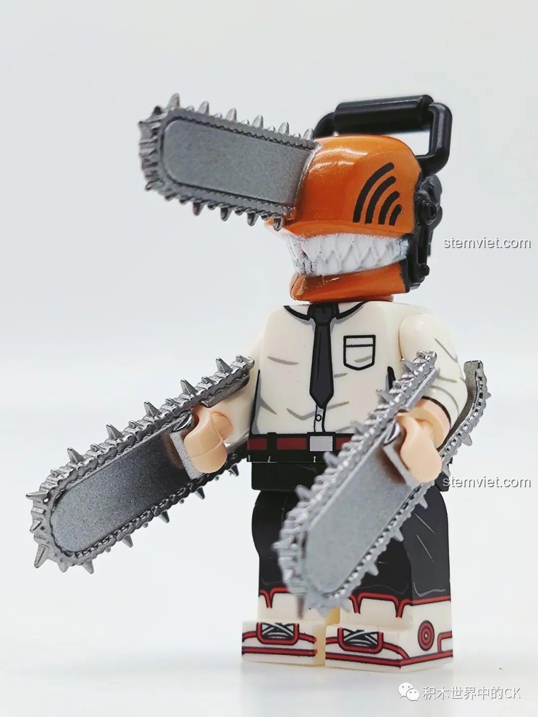 Minifigure Denji (XP-506) trong bộ KORUIT KT1067, với cưa máy và biểu cảm đặc trưng.