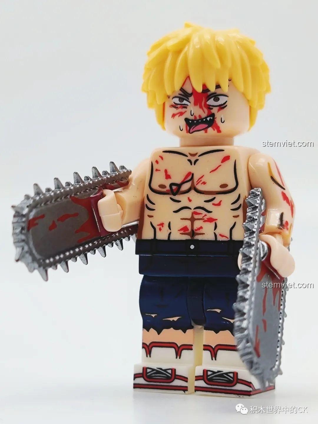 Minifigure Denji (XP-506) trong bộ KORUIT KT1067, với mái tóc vàng.