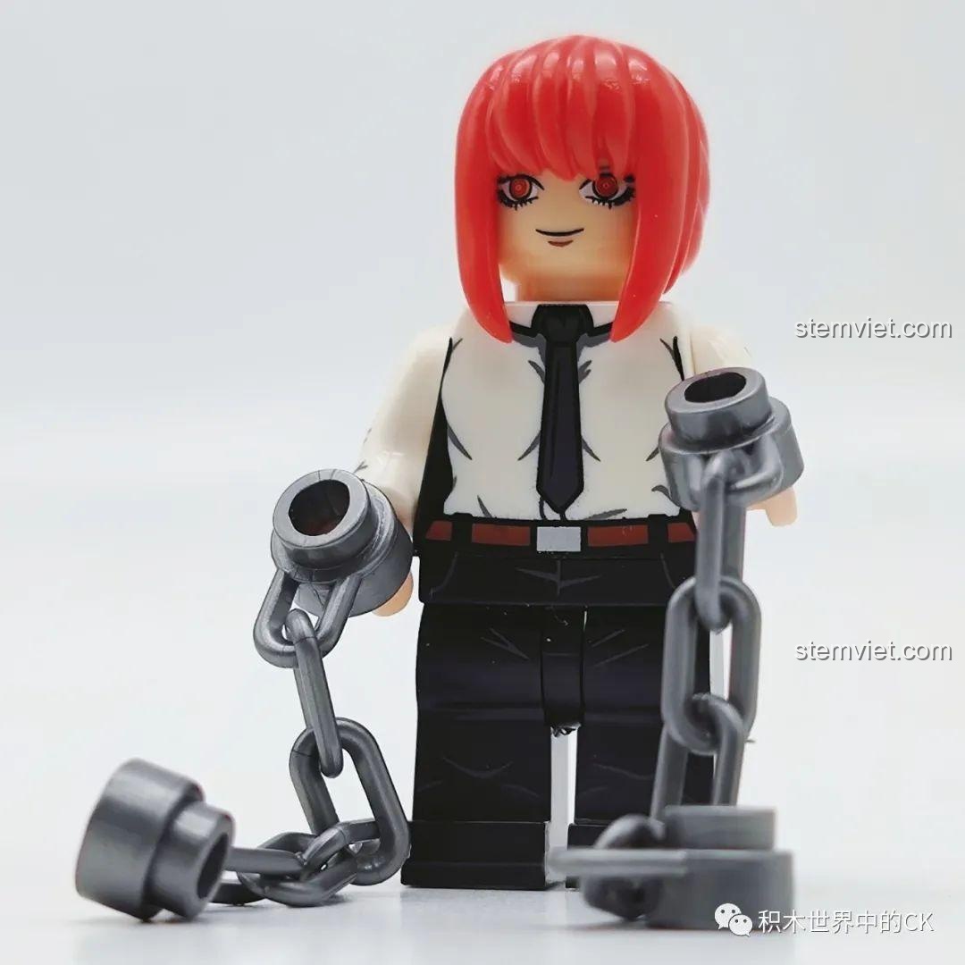 Minifigure Denji (XP-508) trong bộ KORUIT KT1067, phiên bản chiến đấu với một mắt bị che.