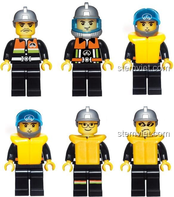 Các minifigure đi kèm tàu cứu hỏa đa năng Enlighten 909