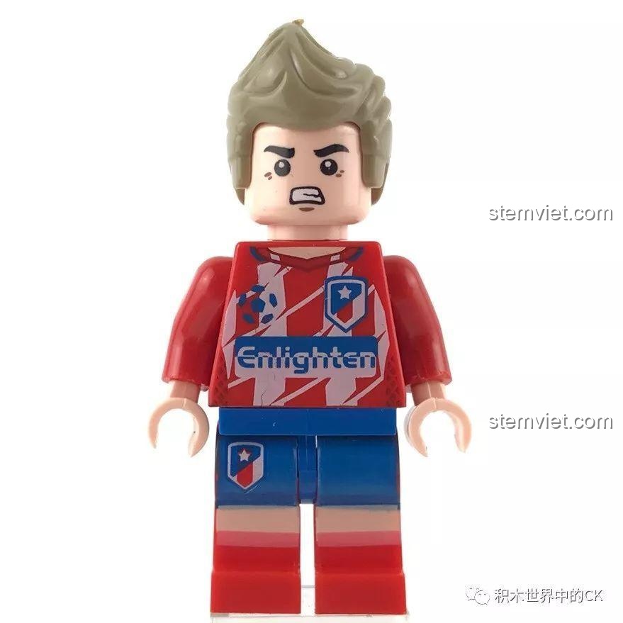 Cận cảnh minifigure cầu thủ Griezmann trong bộ đồ chơi mô hình Robot cầu thủ QMAN 3004.
