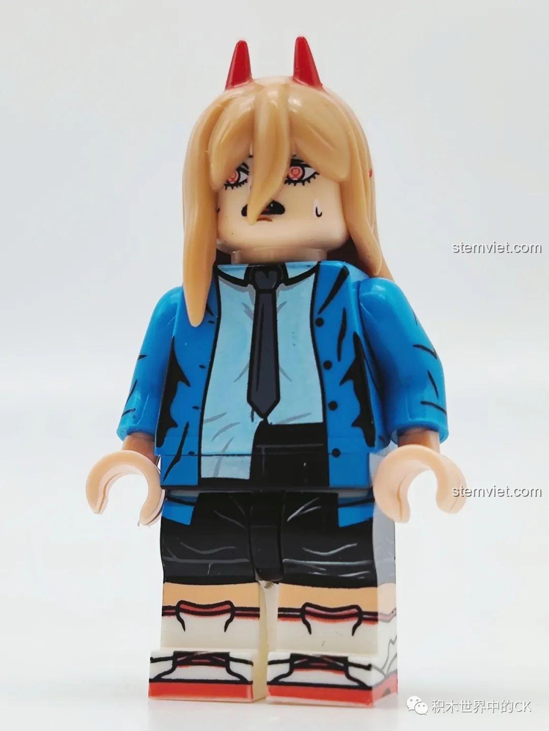 Minifigure Makima (XP-515) trong bộ KORUIT KT1067, cầm dây xích.