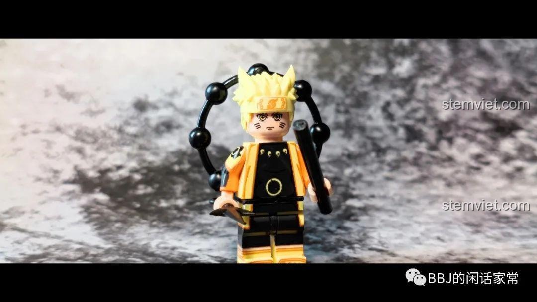 Cận cảnh minifigure Naruto Lục Đạo Tiên Nhân WM6108 với các quả cầu Gudodama đặc trưng.