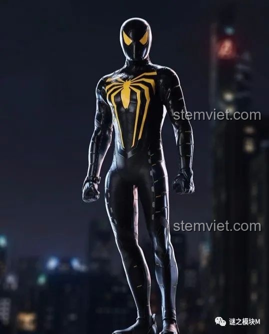 Mặt sau của minifigure Người Nhện SY1461 Stealth Suit, với thiết kế đơn giản nhưng vẫn giữ được nét đặc trưng.