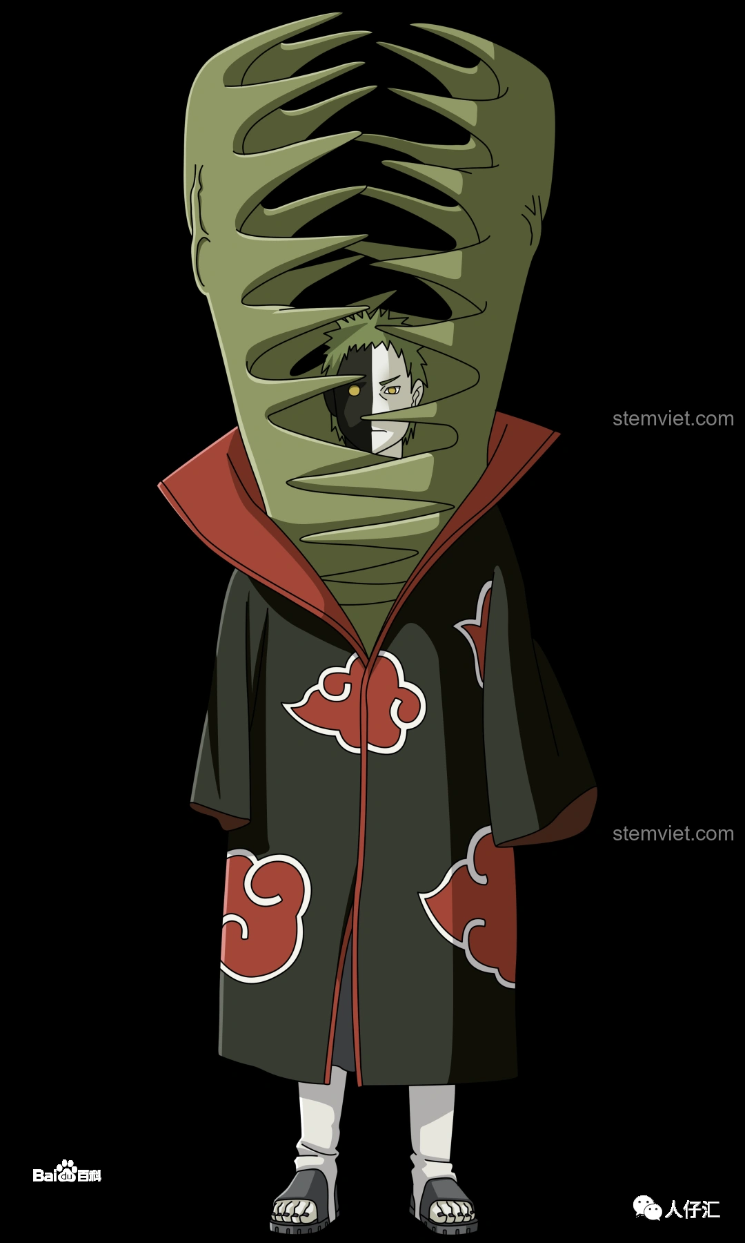 Minifigure Zetsu WM2093 từ bộ Minifigures Naruto WM2091-WM2096, với phụ kiện đầu và thân thể thay thế.