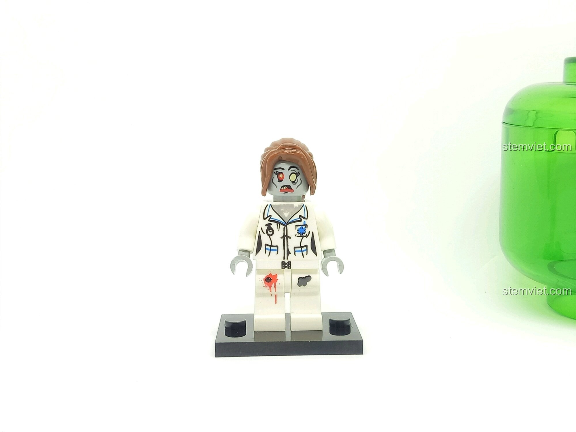Minifigure Y tá Zombie từ bộ Degao 601 Thế giới Zombie. Đồ chơi lắp ráp nhân vật y tá.