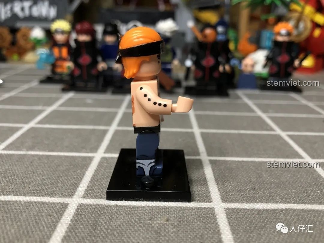 Góc nhìn bên cạnh của kiểu tóc minifigure Pain Gakido WM2088, thể hiện độ phồng và chi tiết.