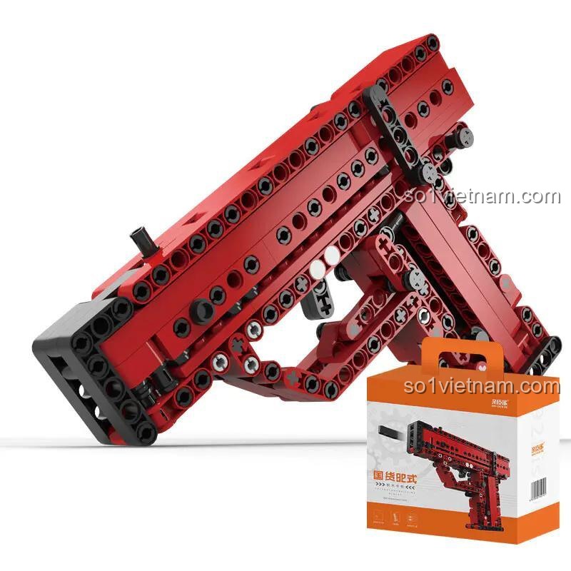 Mô hình súng lục QSZ 92 màu đỏ và hộp sản phẩm