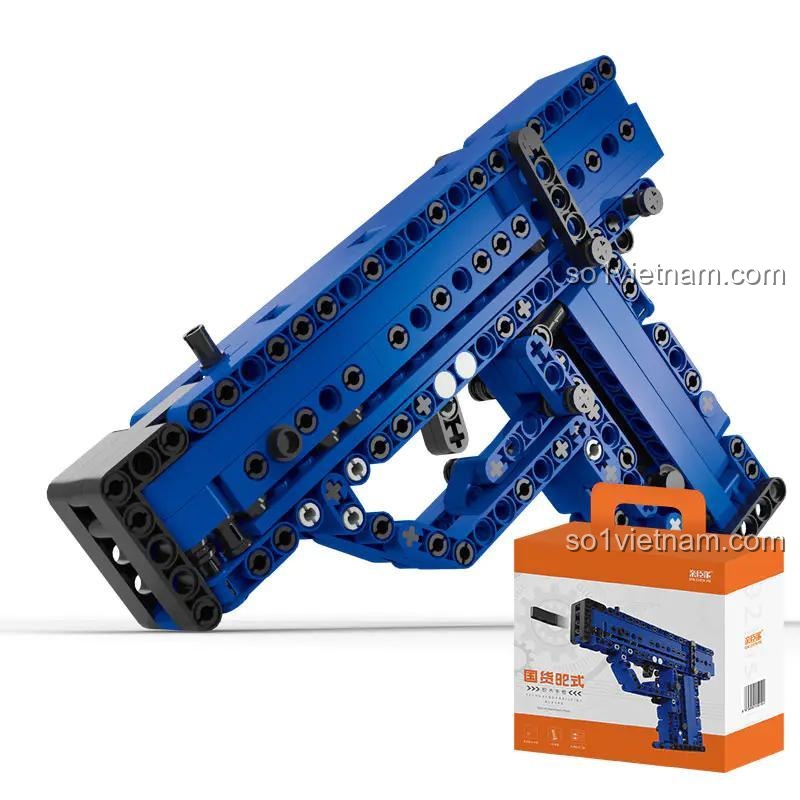 Mô hình súng lục QSZ 92 màu xanh dương và hộp sản phẩm