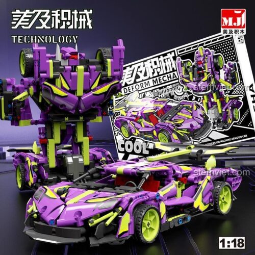 Bộ lắp ráp MJ 8702 Xe Thể Thao Biến Hình Apollo tỉ lệ 1:18, đồ chơi lắp ghép robot xe hơi 666 chi tiết, phù hợp bé trai 12 tuổi
