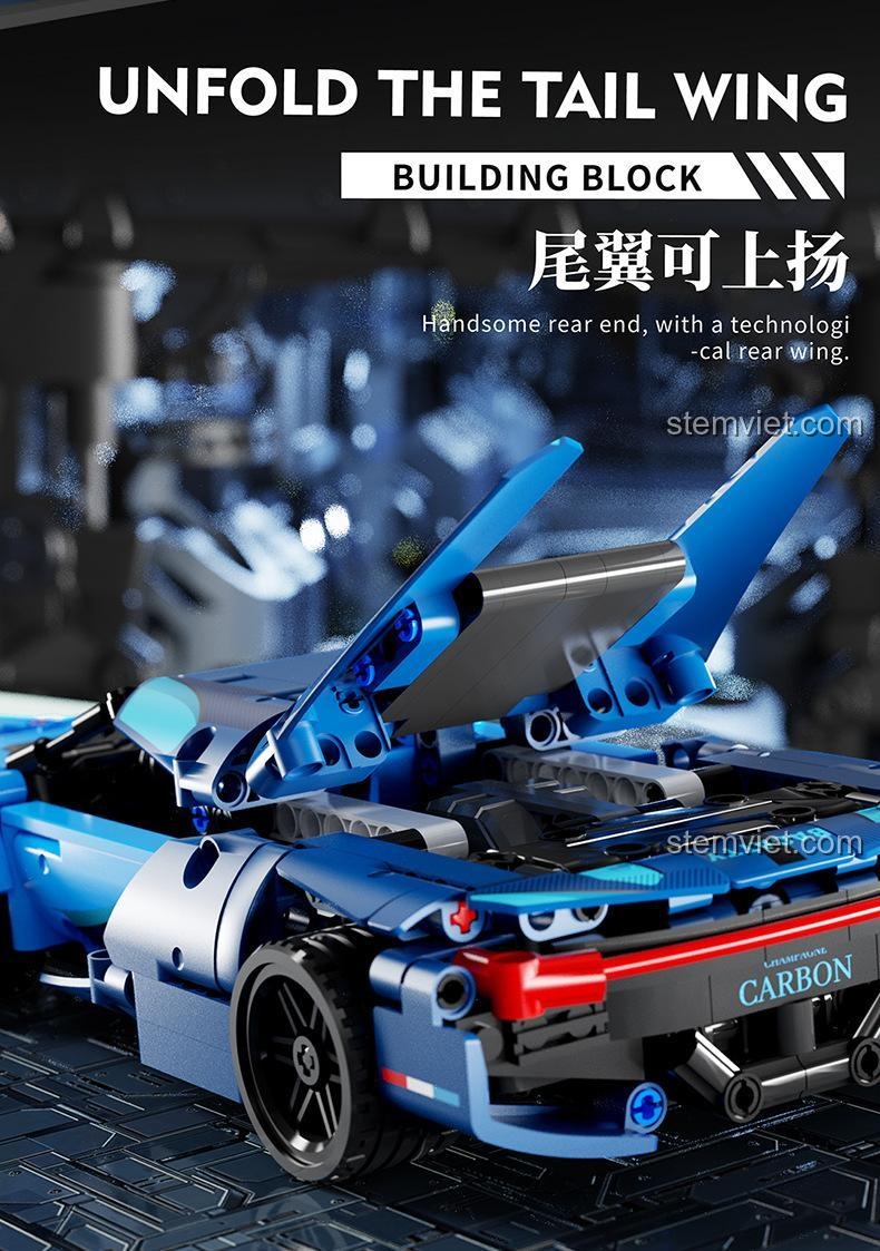 Đồ chơi lắp ráp MJ Bricks 8701, mô hình có cánh gió sau có thể nâng lên, đồ chơi lắp ráp chất lượng cao.