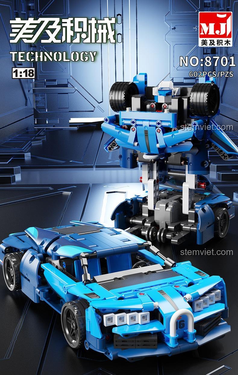 Đồ chơi mô hình Robot Biến Hình Bugatti MJ Bricks 8701, mô hình Bugatti Robot với thiết kế kỹ thuật tinh xảo.