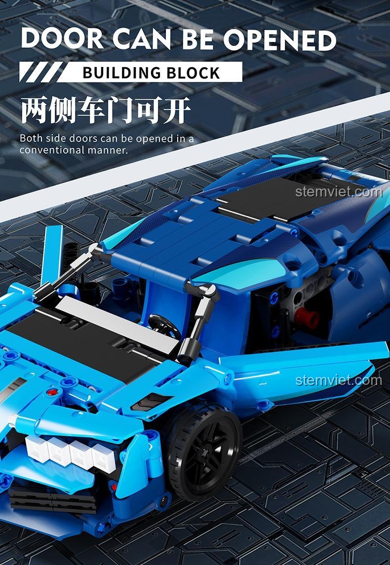 Mô Hình Bugatti Robot 8701, đồ chơi mô hình có cửa xe có thể mở, chi tiết tỉ mỉ.