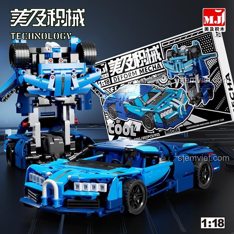 Đồ chơi lắp ráp Siêu Xe Bugatti Biến Hình MJ Bricks 8701, siêu xe Bugatti biến hình 2 trong 1 chất lượng cao.