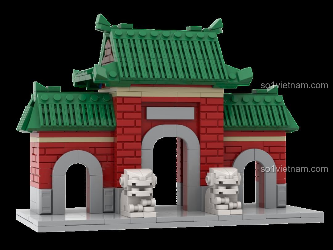 Cận cảnh kiến trúc Cổng trường Trung học Chiêu Tấn về đêm