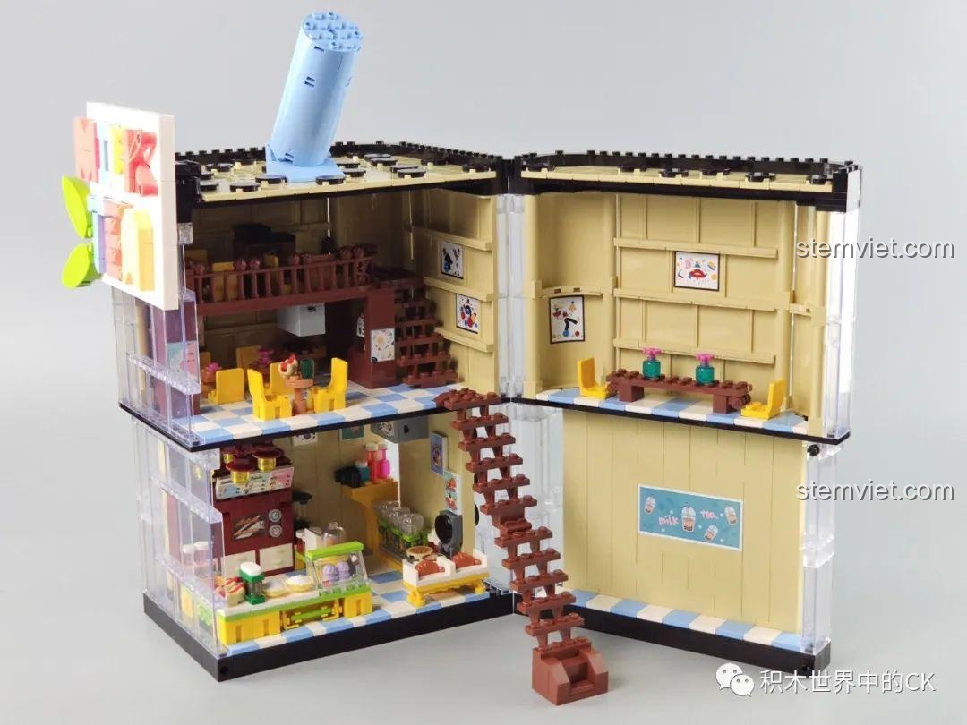 Mô hình Cửa hàng trà sữa JIAZHI SY 5209 mở rộng hoàn toàn, hiển thị chi tiết nội thất.