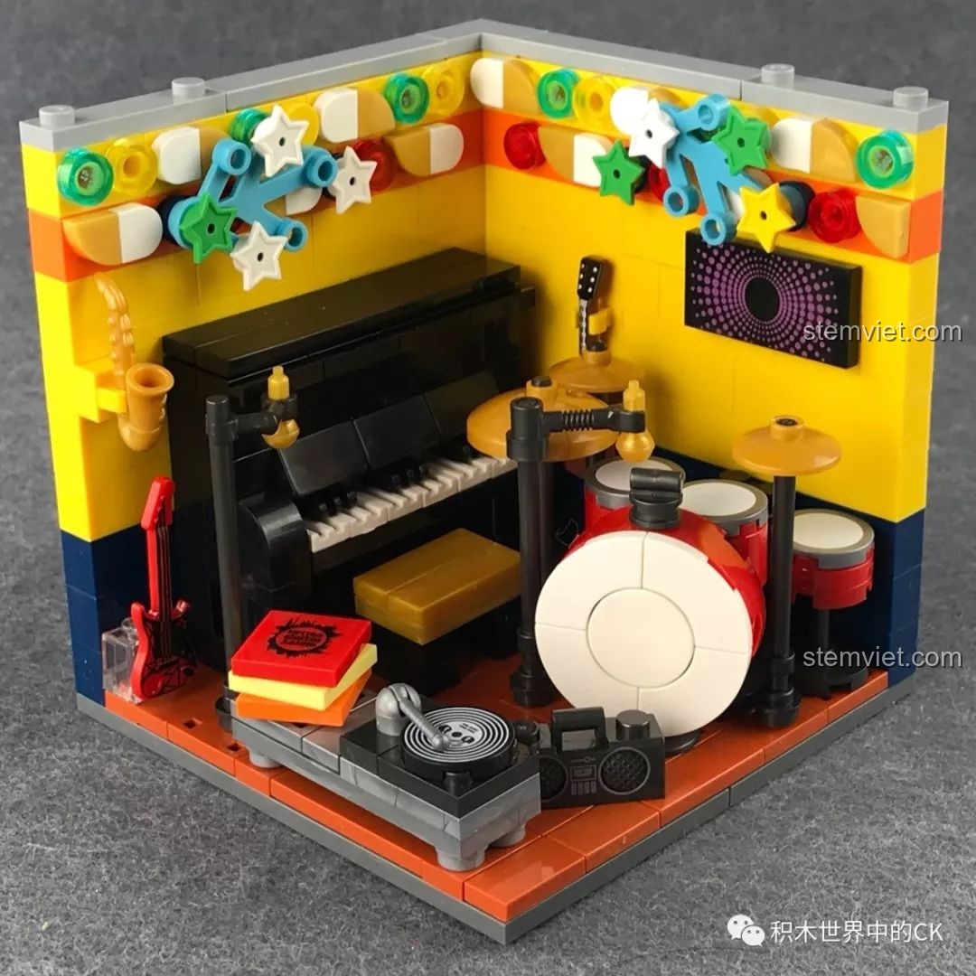 Mô hình Phòng Thu Âm nhạc XB-01402-C hoàn chỉnh với đầy đủ các loại nhạc cụ.