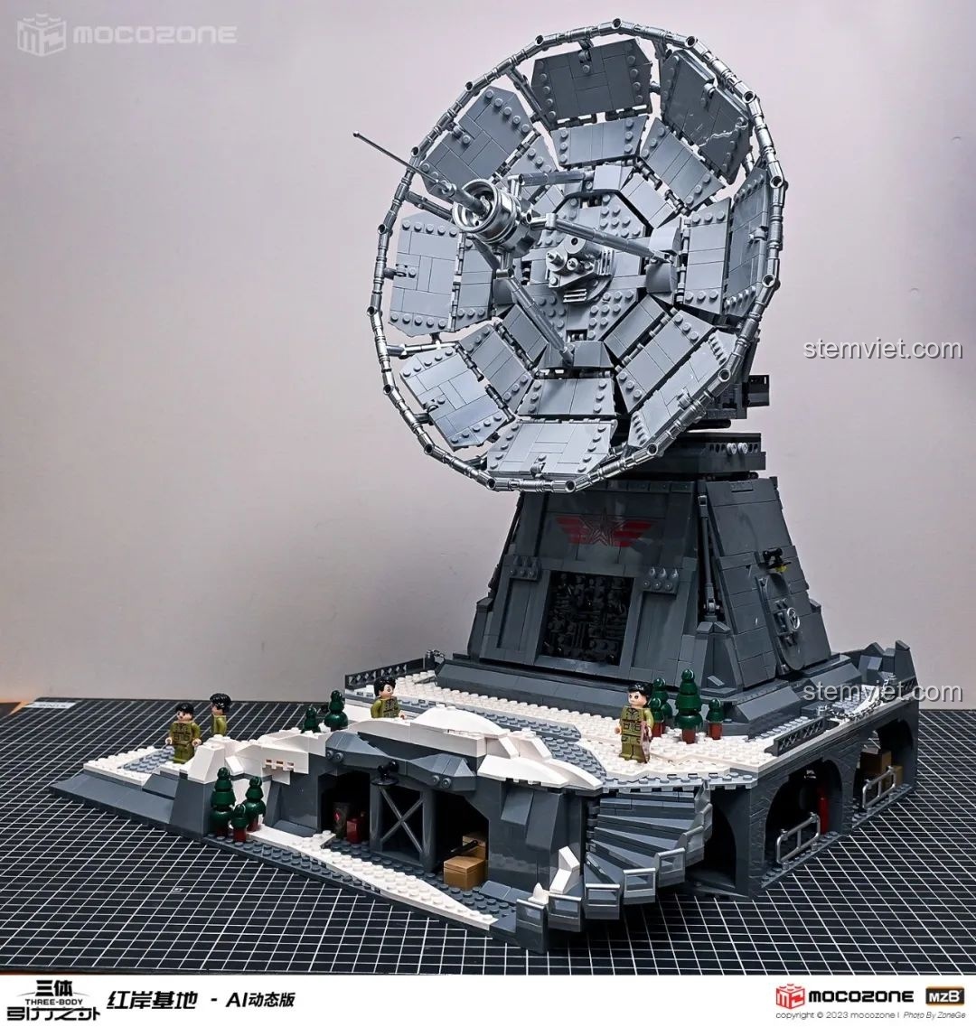 Mô hình Hồng Ngạn Cơ Địa (Red Coast Base) Tam Thể Yangheda YHD 900500200020 hoàn chỉnh với đèn LED sáng rực.