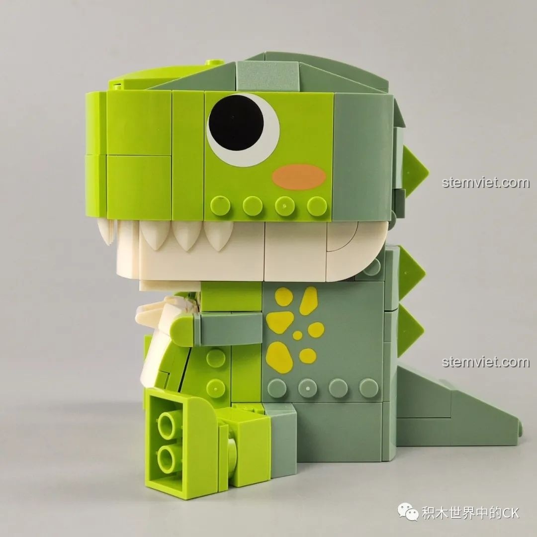 Mô hình lắp ráp khủng long bạo chúa tham ăn JAKI Fun Desk đã hoàn thành, góc nghiêng phải