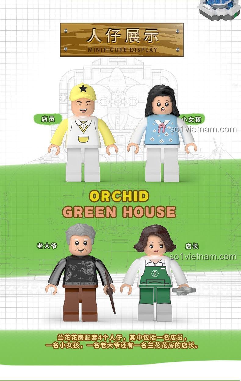 Chi tiết mô hình nhà kính hoa lan ZHEGAO 00419