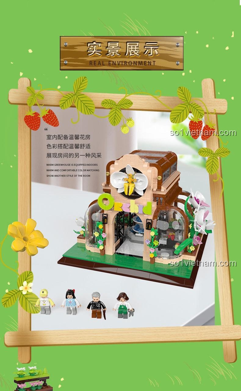 Bên trong mô hình nhà kính hoa lan ZHEGAO 00419