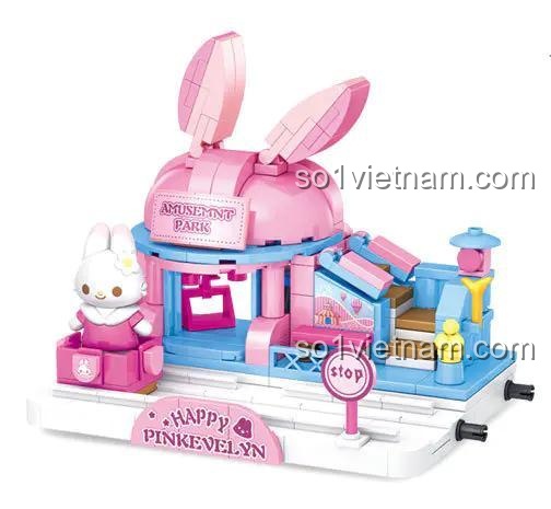 Mô hình Nhà thỏ Pink Evelyn ZMS T1011-4, 292 mảnh, 6+ tuổi, màu hồng, thế giới thần tiên, giá tốt