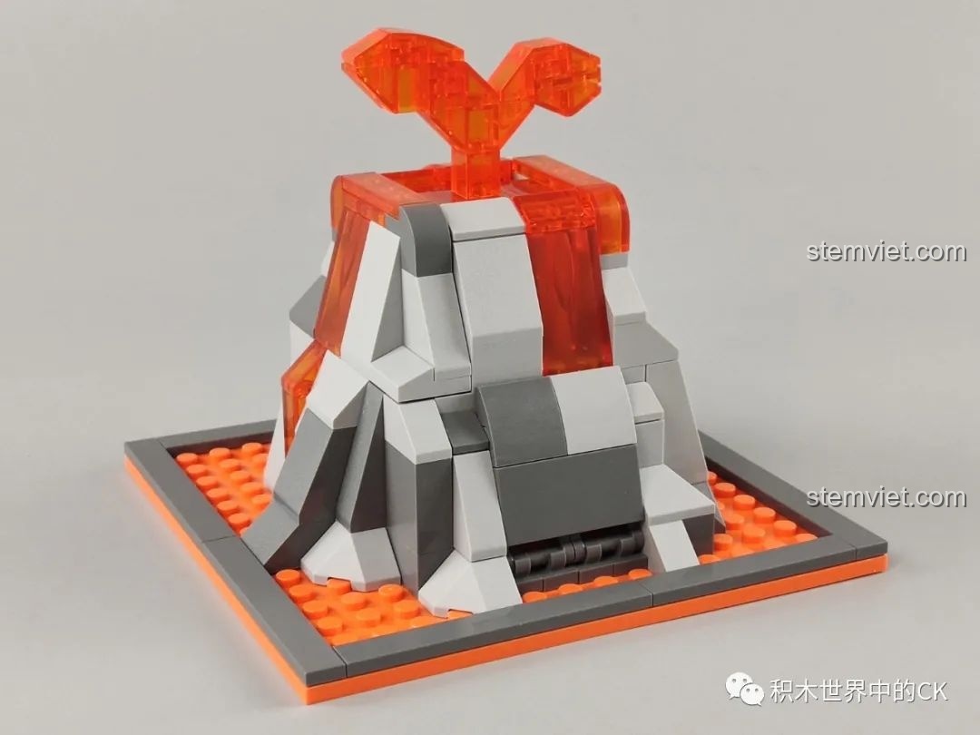 Mô hình lắp ráp núi lửa nóng tính JAKI Fun Desk đã hoàn thành, góc nghiêng