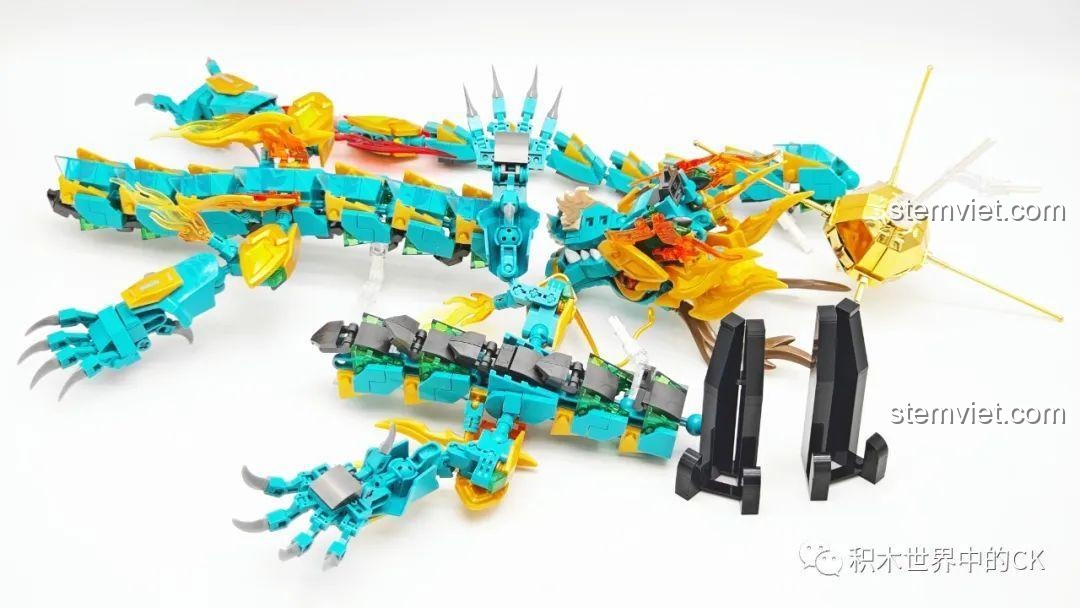 Mô hình rồng trong bộ SEMBO 203359 đã được lắp ráp hoàn chỉnh, sẵn sàng để quấn quanh tên lửa.