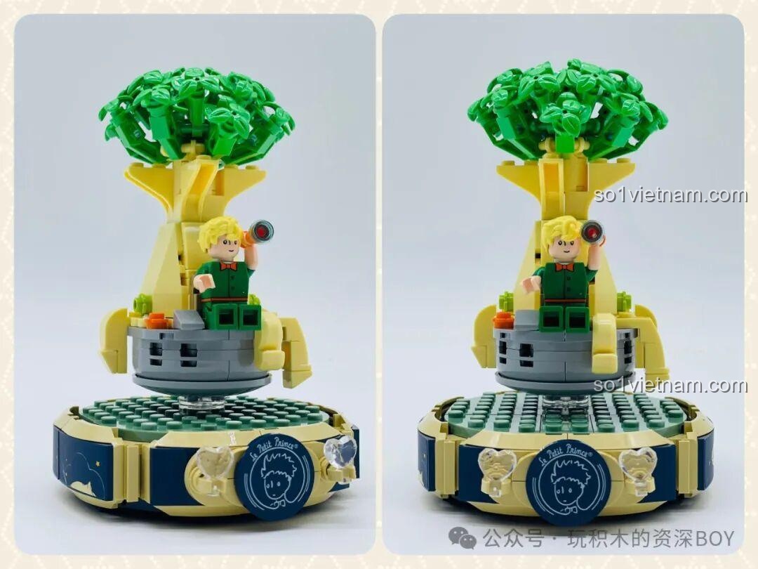 Mô hình hoàn chỉnh của bộ lắp ghép Pantasy 86304 Tiểu Hoàng Tử: Khởi Đầu Hành Trình, với Tiểu Hoàng Tử và cây Baobab trên hành tinh nhỏ.