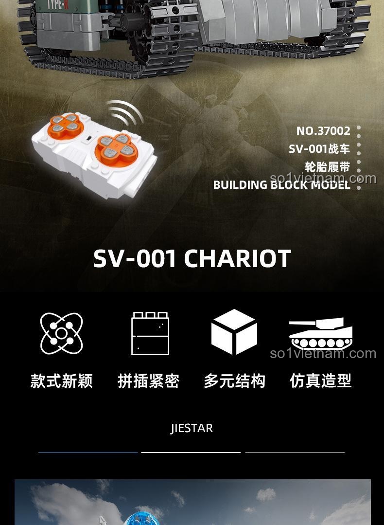 Mô hình xe tăng chiến đấu SV-001 JIESTAR 37002 nhìn từ bên phải