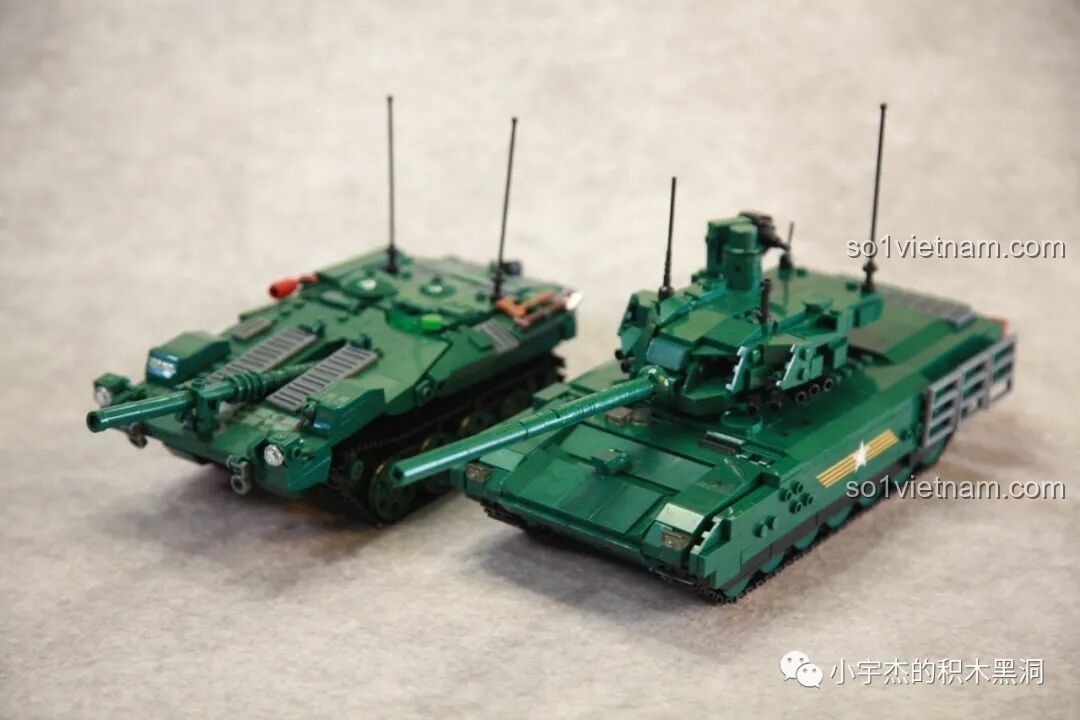 Mô hình xe tăng T-14 Armata Sluban M38-B0850 cùng các chướng ngại vật đi kèm, sẵn sàng cho một trận chiến.