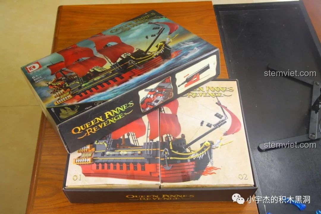 Mở hộp bộ lắp ráp Mô hình Tàu Hải Tặc Nữ Hoàng Anne Báo Thù DK 6002.