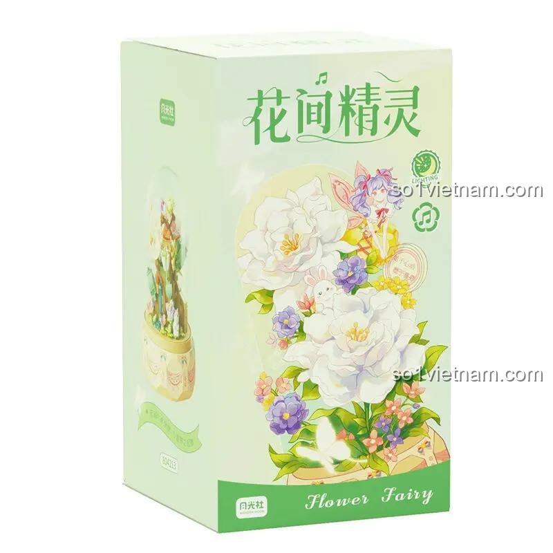 Hộp đồ chơi lắp ghép Hộp nhạc Hoa Gian Tinh Linh Moonlight Studio 804213, mô hình nàng tiên hoa có đèn LED, quà sinh nhật cho bé gái 8 tuổi
