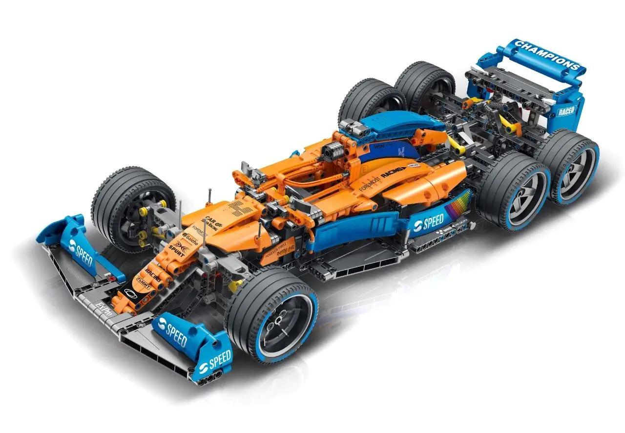 Mô hình xe đua McLaren F1 023032 tỉ lệ 1:10, bộ đồ chơi lắp ghép MORK MODEL cho bé trai 6 tuổi, Tốc độ Đỉnh Cao, có động cơ V6, hệ thống lái, hệ thống treo