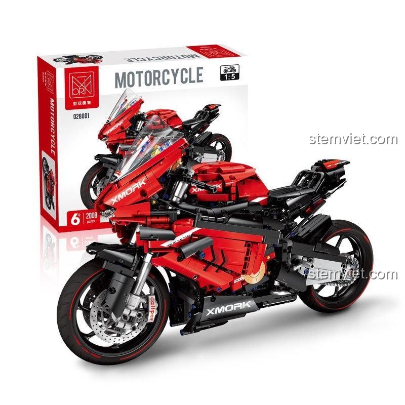 Hộp đồ chơi lắp ráp Mô tô Ducati V4S MORK 028001, bộ lắp ráp chất lượng cao cho bé trai 6 tuổi.
