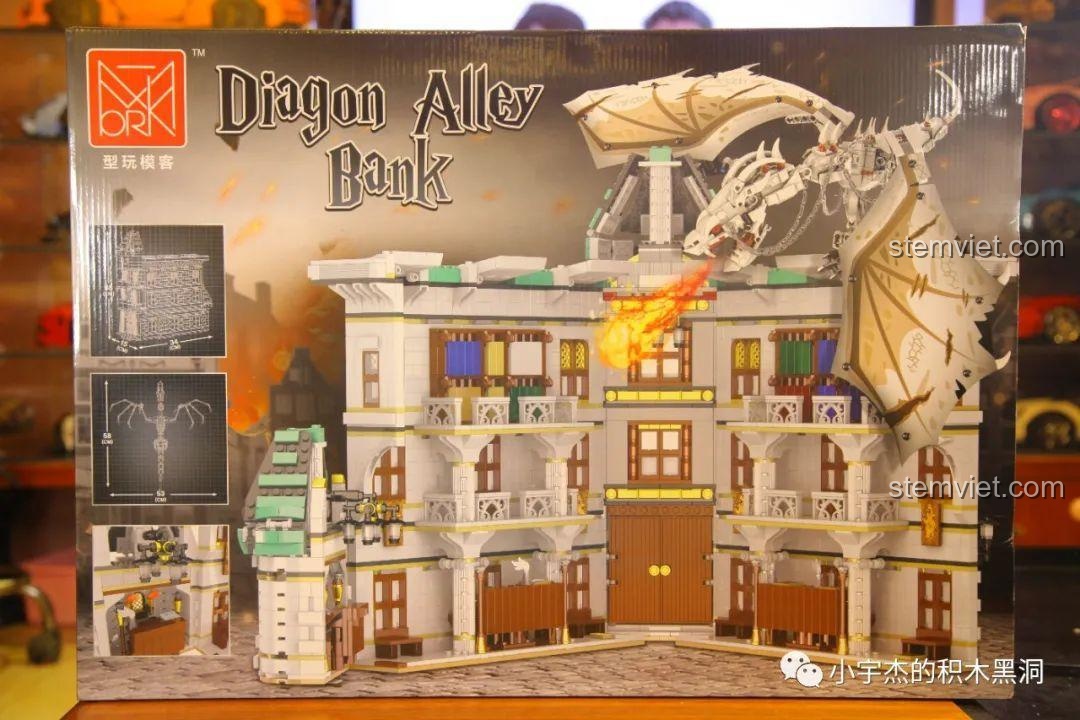 Bản vẽ kích thước mô hình Ngân hàng Gringotts MORK 032101, giúp mẹ có con 6 tuổi dễ dàng hình dung kích thước bộ lắp ghép Ngân hàng phù thủy.