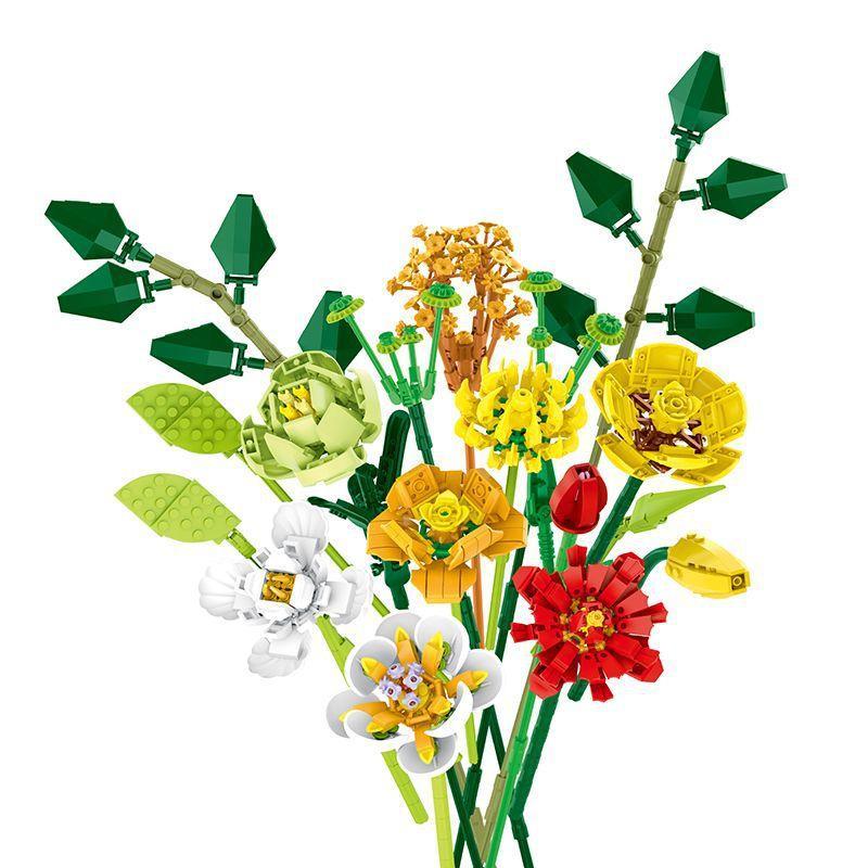 Bó Hoa Xếp Hình MORK 034001 827 mảnh, đồ chơi mô hình Hoa Lắp Ráp chất lượng cao, phù hợp bé gái 6 tuổi, trang trí độc đáo, giá tốt.