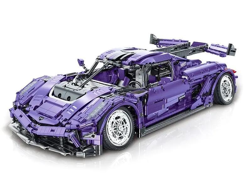 Mô hình siêu xe Koenigsegg Jesko độ màu tím, tỉ lệ 1:10, 2861 mảnh ghép, điều khiển từ xa, dành cho bé trai 6 tuổi