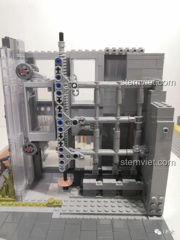 MORKMODEL 011001 Bộ lắp ghép Thư viện Hiện đại - Cận cảnh cơ chế thang máy