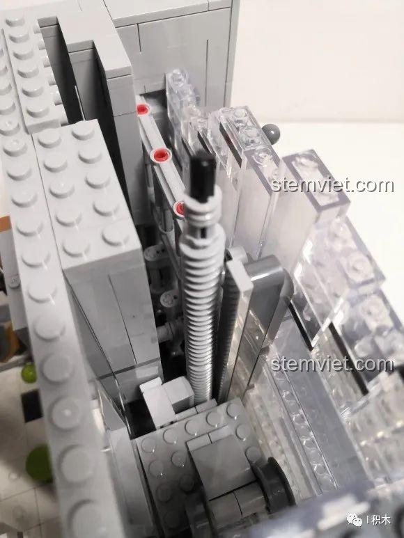 MORKMODEL 011001 Bộ lắp ghép Thư viện Hiện đại - Chi tiết cơ chế thang máy bên trong mô hình