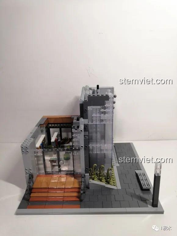 MORKMODEL 011001 Bộ lắp ghép Thư viện Hiện đại - Mô hình hoàn chỉnh từ góc nhìn nghiêng