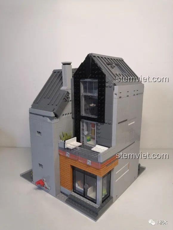 MORKMODEL 011001 Bộ lắp ghép Thư viện Hiện đại - Mô hình hoàn chỉnh từ góc nhìn từ trên cao