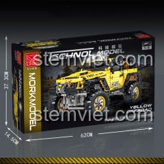 Các tính năng nổi bật của bộ xếp hình MORKMODEL 022010-3: cửa mở, bánh xe quay, tời trước và nội thất tinh xảo.