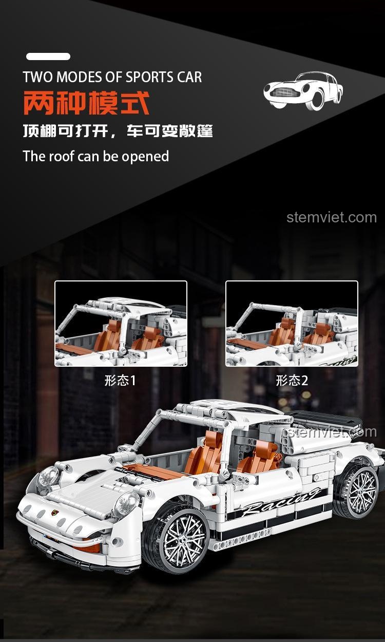 Hai chế độ của xe thể thao MORKMODEL: mui cứng và mui trần (dạng targa).