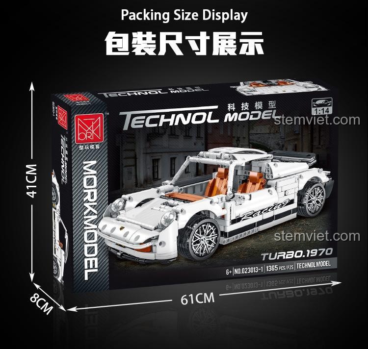 Ảnh hiển thị kích thước hộp đựng của bộ lắp ráp MORKMODEL 023013-1: 61cm x 41cm x 8cm.