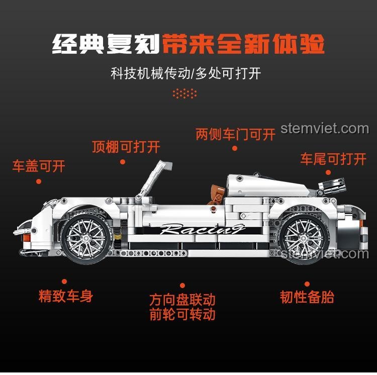 Tổng hợp các tính năng nổi bật của đồ chơi mô hình MORKMODEL 023013-3: cửa mở, cốp mở, vô lăng xoay.