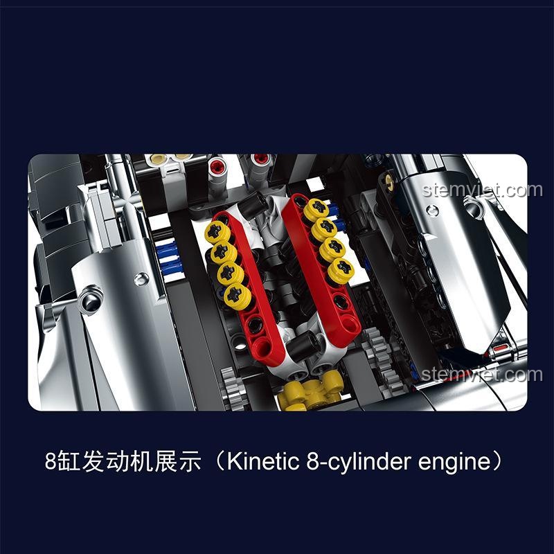 Chi tiết động cơ 8 xi lanh của bộ lắp ráp MORKMODEL 023030-1 Aston Martin Victor, đồ chơi mô hình kỹ thuật