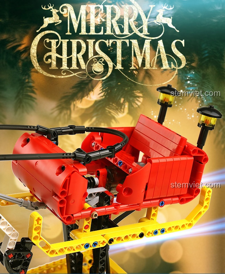 Cận cảnh chi tiết cỗ xe trượt tuyết trong bộ đồ chơi mô hình Mould King 10010.