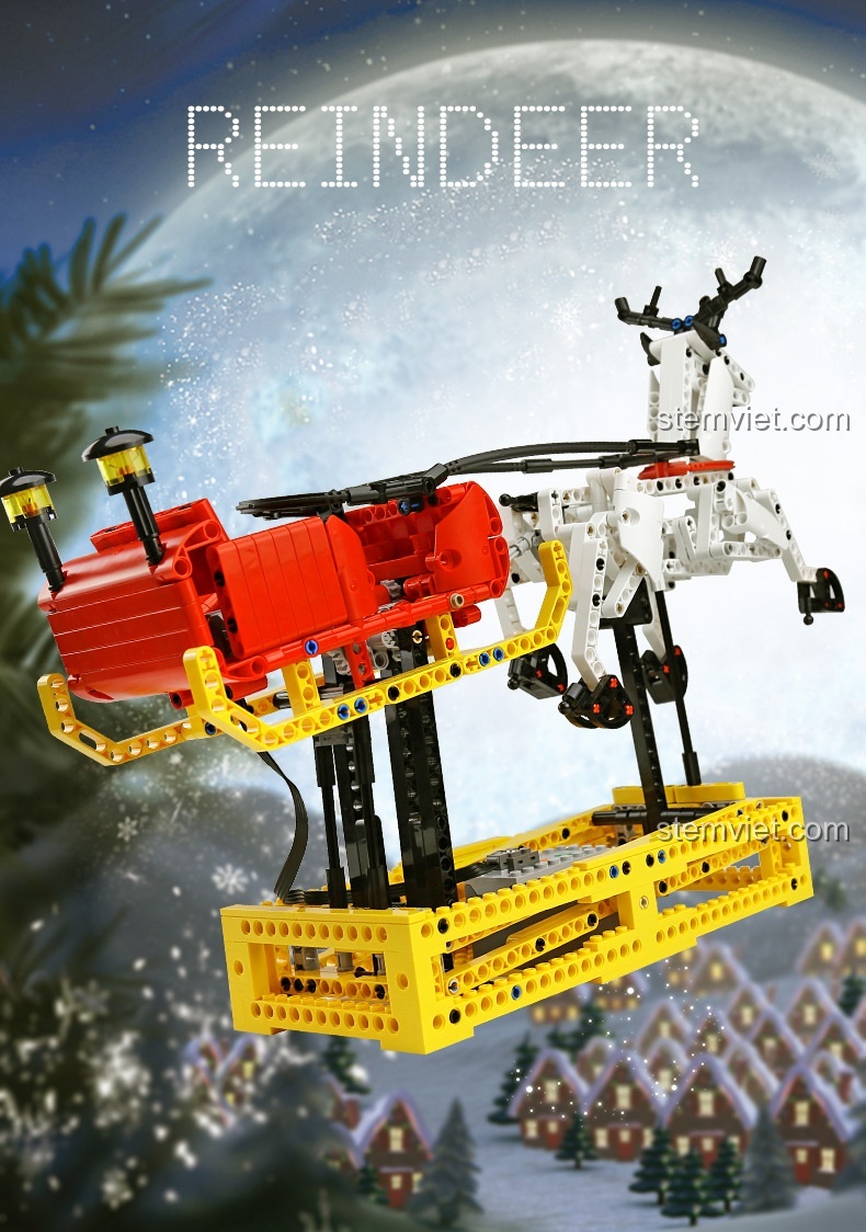 Mô hình Cỗ xe tuần lộc Giáng sinh Mould King 10010 với chuyển động cơ học độc đáo, quà tặng Noel ý nghĩa.