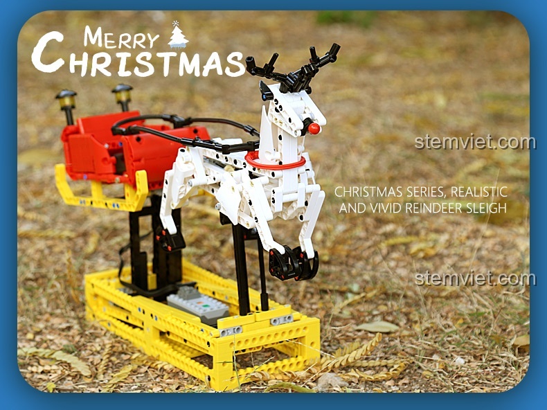 Mô hình Tuần lộc và xe trượt tuyết Giáng sinh 10010 sống động và chân thực, món quà Noel tuyệt vời.